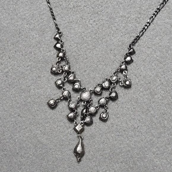 Gunmetal Chandelier Amber Rhinestone Crystal Statement Necklace - Picture 7 of 7